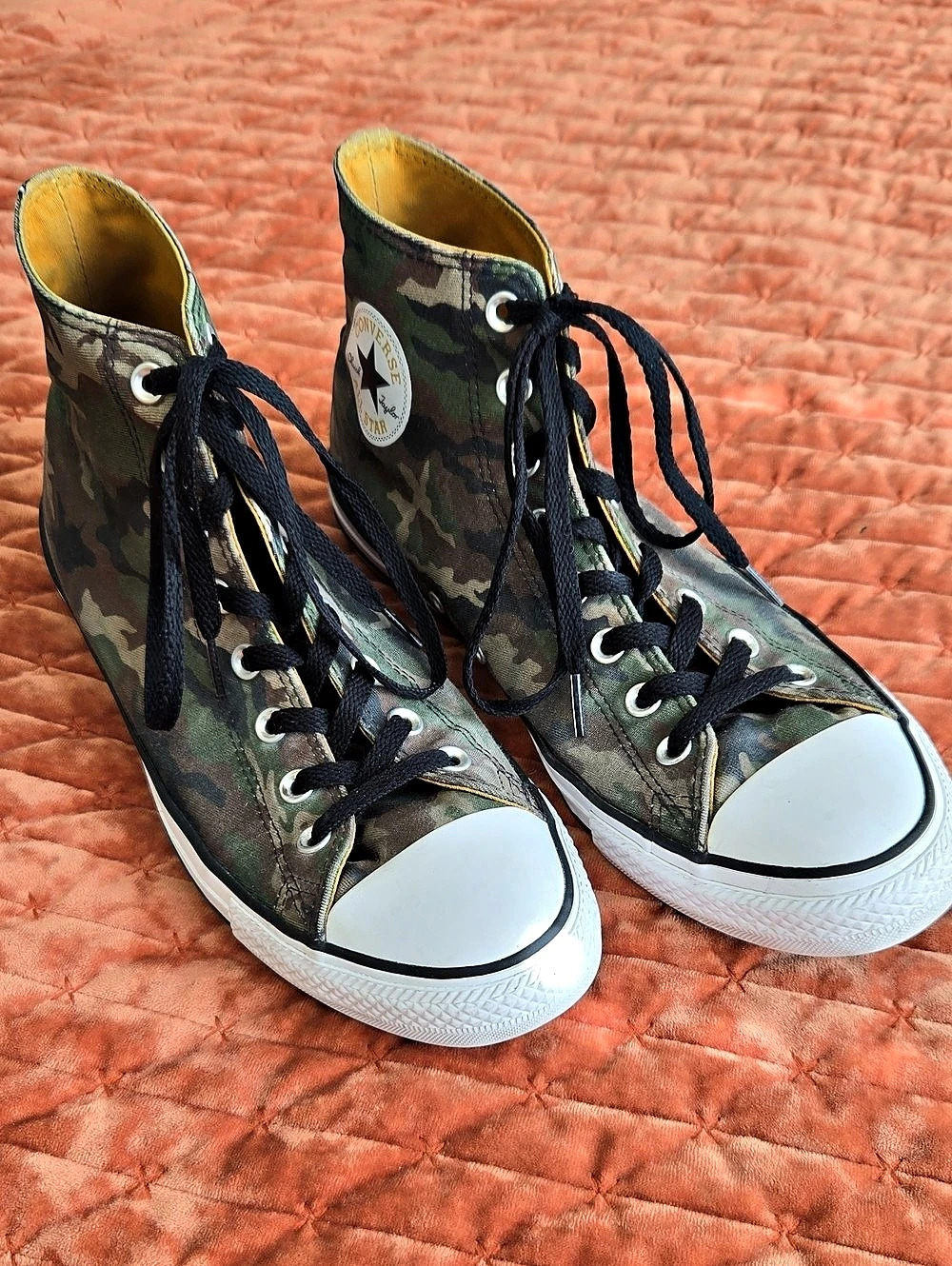 Converse All Star Camo High Top Black Forest Turmeric Mens Size 10 164791C. rare